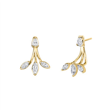 Yellow Gold Tulira Floral Marquise Diamond Earring Jackets
