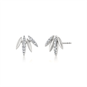 White Gold/Yellow Gold Tulira Leaf Two Tone Diamond Stud Earrings