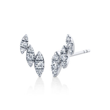 White Gold/Yellow Gold Tulira Leaf Diamond Stud Earrings