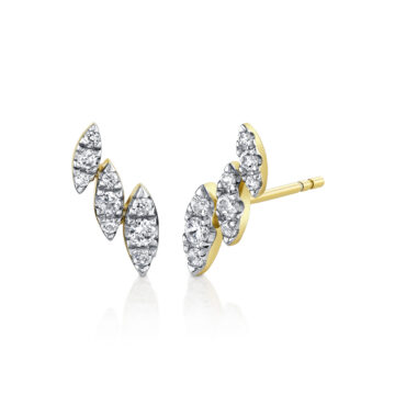 White Gold/Yellow Gold Tulira Leaf Diamond Stud Earrings