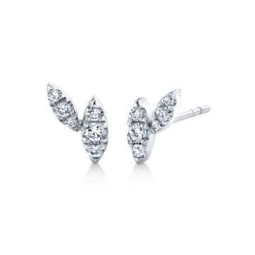 White Gold/Yellow Gold Tulira Leaf Diamond Stud Earrings