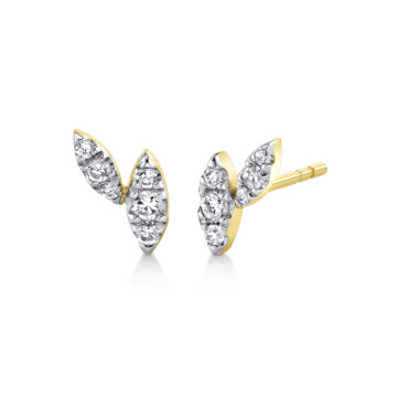 White Gold/Yellow Gold Tulira Leaf Diamond Stud Earrings