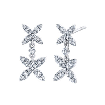 White Gold/Yellow Gold Tulira Floral Diamond Drop Earrings