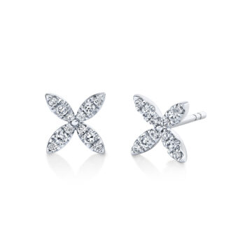 White Gold/Yellow Gold Tulira Floral Diamond Stud Earrings