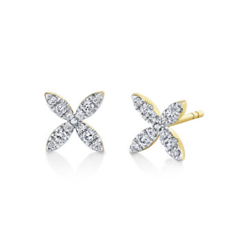 White Gold/Yellow Gold Tulira Floral Diamond Stud Earrings