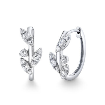 White Gold/Yellow Gold Tulira Leaf Diamond Huggies