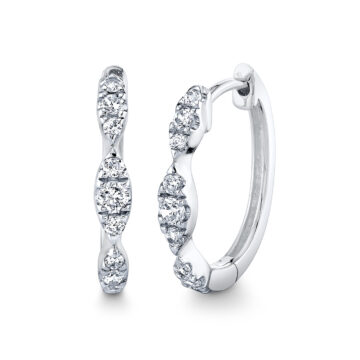 White Gold/Yellow Gold Tulira Leaf Diamond Hoop Earrings