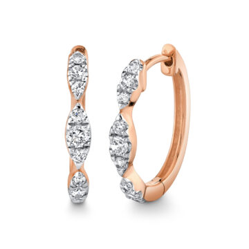 White Gold/Yellow Gold Tulira Leaf Diamond Hoop Earrings
