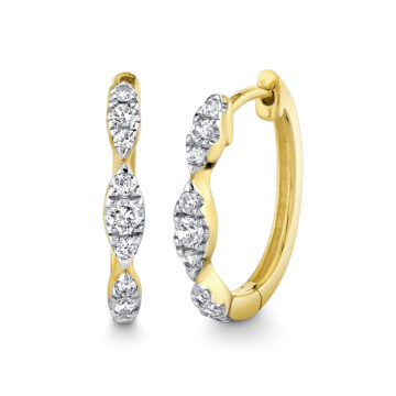 White Gold/Yellow Gold Tulira Leaf Diamond Hoop Earrings