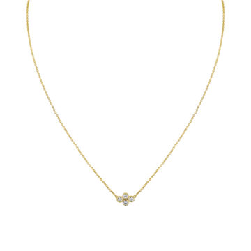 Yellow Gold Tulira Bezel Clover Diamond Necklace