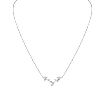 White Gold/Yellow Gold Tulira Leaf Diamond Necklace