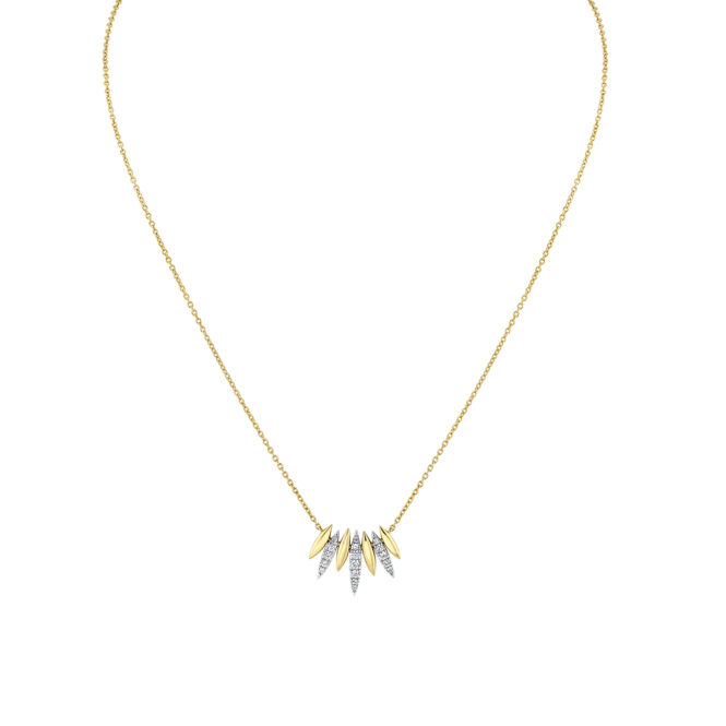 leaf diamond necklace in yellow gold