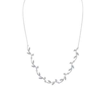 White Gold/Yellow Gold Tulira Two Tone Leaf and Vine Diamond Necklace