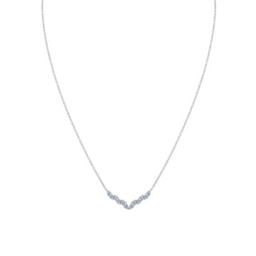White Gold/Yellow Gold Tulira Two Tone Leaf V-Tip Diamond Necklace
