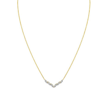 White Gold/Yellow Gold Tulira Two Tone Leaf V-Tip Diamond Necklace