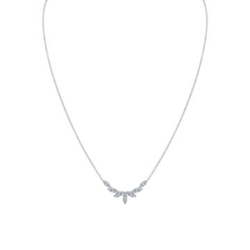 White Gold/Yellow Gold Tulira Two Tone Leaf Curved Diamond Necklace