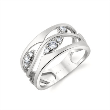 White Gold/Yellow Gold Tulira Two Tone Leaf and Vine Diamond Ring