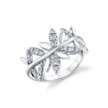 White Gold/Yellow Gold Tulira Two Tone Leaf Diamond Ring