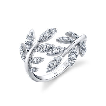 White Gold/Yellow Gold Tulira Two Tone Leaf Wrap Diamond Ring