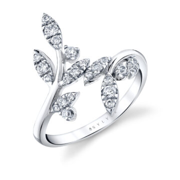 White Gold/Yellow Gold Tulira Two Tone Leaf Wrap Diamond Ring