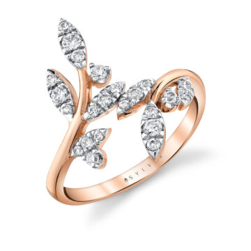 White Gold/Yellow Gold Tulira Two Tone Leaf Wrap Diamond Ring