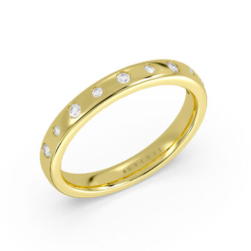 Yellow Gold Flush Set Flat Edge Diamond Wedding Ring