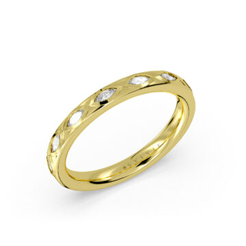Yellow Gold Flush Set Marquise Diamond Wedding Ring