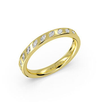 Yellow Gold Flush Set Slanted Marquise Diamond Wedding Ring
