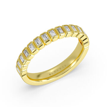Yellow Gold Auravie Bezel Baguette Wedding Ring - Lilah