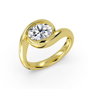 Yellow Gold Auravie East to West Oval Cut Bypass Engagement Ring - Lyric
