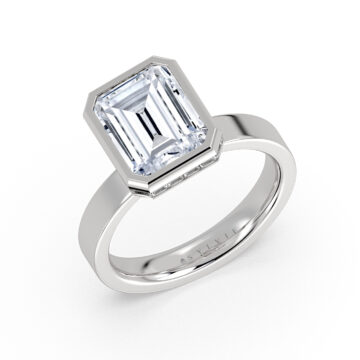 Yellow Gold Auravie Channel Baguette Hidden Halo Engagement Ring - Margeaux