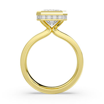 Yellow Gold Auravie Channel Baguette Hidden Halo Engagement Ring - Margeaux
