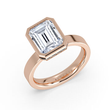Yellow Gold Auravie Channel Baguette Hidden Halo Engagement Ring - Margeaux