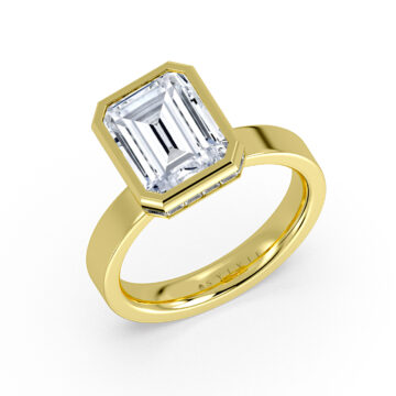 Yellow Gold Auravie Channel Baguette Hidden Halo Engagement Ring - Margeaux