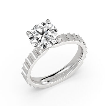 Yellow Gold Auravie Grooved Solitaire Engagement Ring - Romy