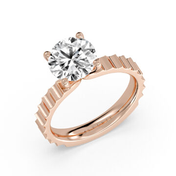 Yellow Gold Auravie Grooved Solitaire Engagement Ring - Romy