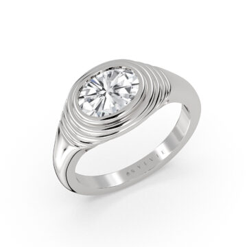 Yellow Gold Auravie Ripple Bezel Solitaire Engagement Ring - Stevie