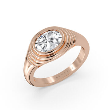 Yellow Gold Auravie Ripple Bezel Solitaire Engagement Ring - Stevie