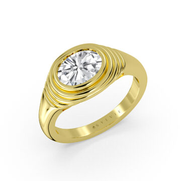 Yellow Gold Auravie Ripple Bezel Solitaire Engagement Ring - Stevie