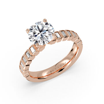 White Gold Auravie Bezel Baguette Engagement Ring - Lilah