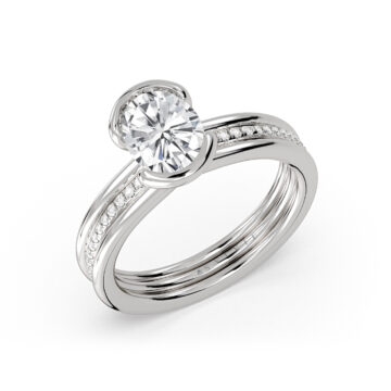Yellow Gold Auravie Half Bezel Channel Diamond Engagement Ring - Freya