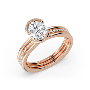 Yellow Gold Auravie Half Bezel Channel Diamond Engagement Ring - Freya