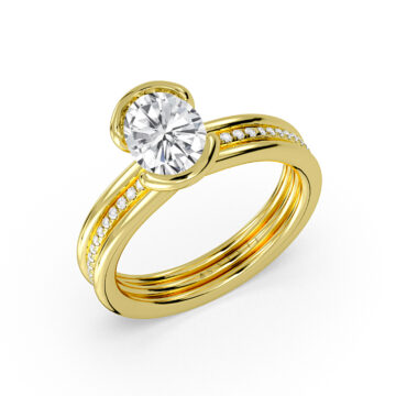 Yellow Gold Auravie Half Bezel Channel Diamond Engagement Ring - Freya