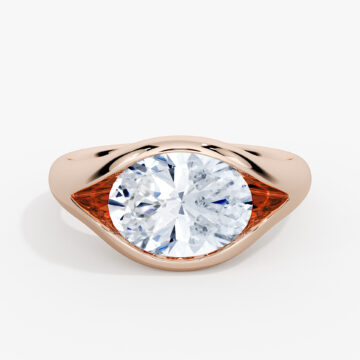 Yellow Gold Shell Auranova Oval Cut Half Bezel Soltaire Engagement Ring - Penny