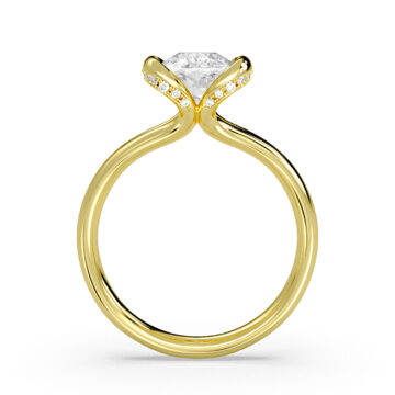 Yellow Gold Shell Auranova Diamond Half Bezel Solitaire Hidden Halo Engagement Ring - Adelaide