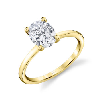 Yellow Gold Oval Cut Solitaire Engagement Ring - Amelia