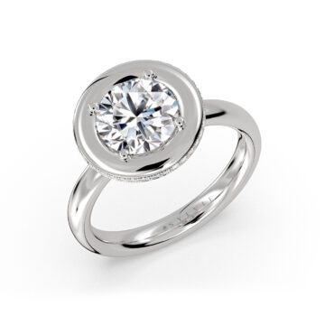 Yellow Gold Auravie Thick Bezel Engagement Ring with Hidden Halo - Minetta