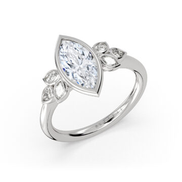 Yellow Gold Auravie Marquise Bezel Multi Stone Engagement Ring - Leona