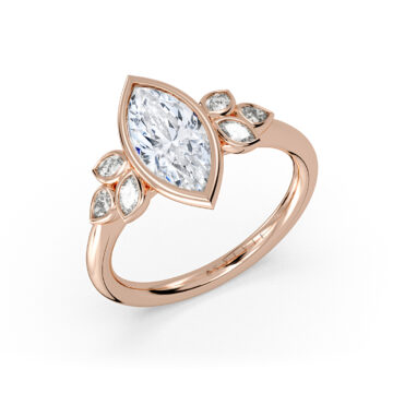 Yellow Gold Auravie Marquise Bezel Multi Stone Engagement Ring - Leona