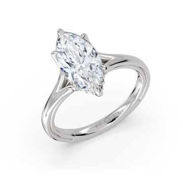Yellow Gold Shell Iconelle Split Shank Hidden Halo Engagement Ring - Cynthia